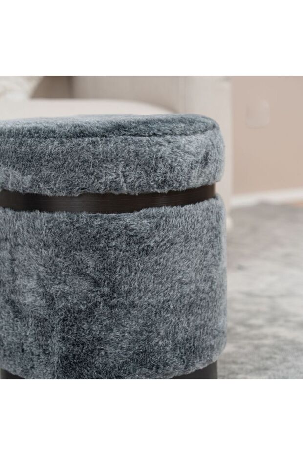 Round Ottoman-Dark Grey - 2