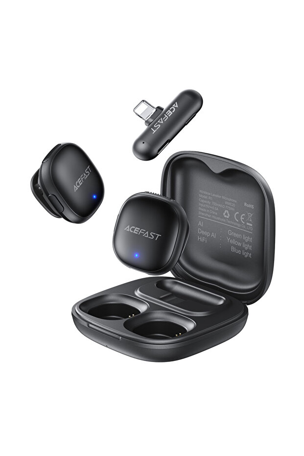 Microfon lavaliera, Acefast, Lightning, Black - 1