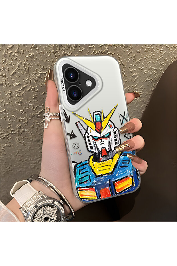 iPhone 16 Plus Compatible Stylish Male-Type Robot Pattern Protective Case - 1