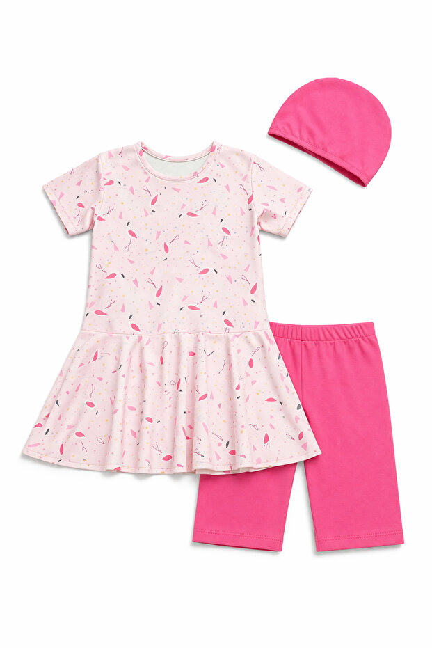 Skirted Boneli Girls' Three-Piece Swimsuit Set