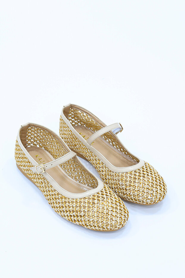 Cbr-M20 Belted Straw Knitted Ballerinas