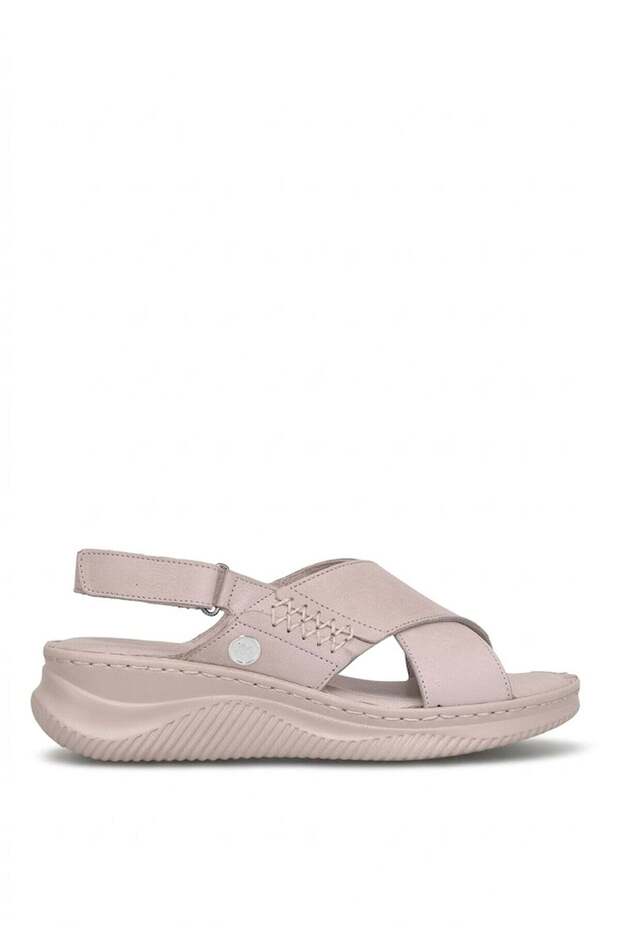 D26Ys-5320 Women's Genuine Leather Wedge Heel Sandals Gray