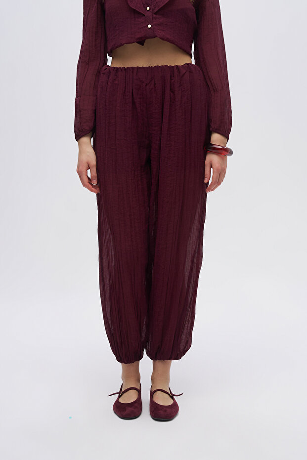 Women's Comfortable Cut Transparent Trousers with Elastic Cuffs