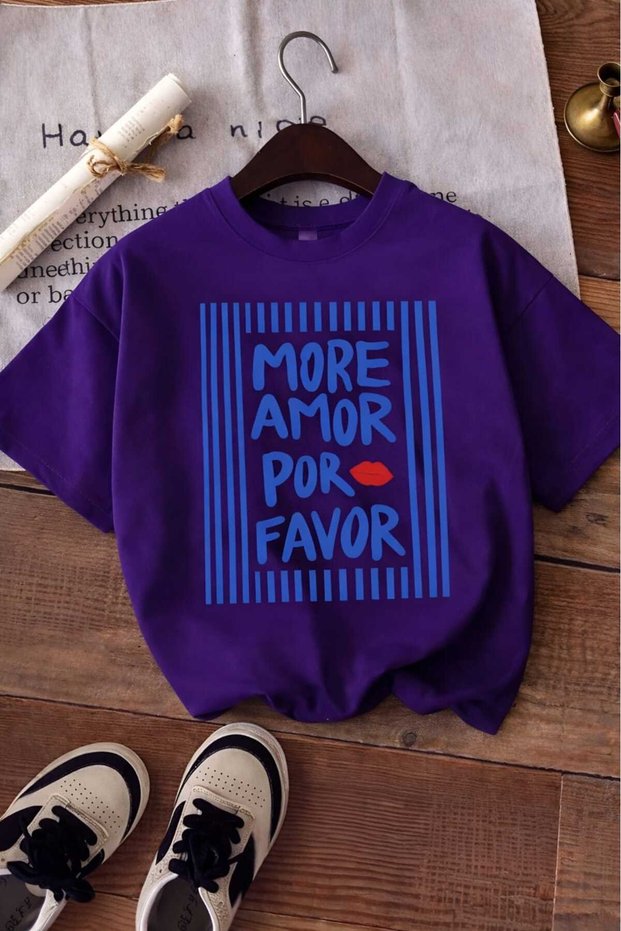 More Amor Por Favor Printed Unisex Children's T-Shirt 7Gh1