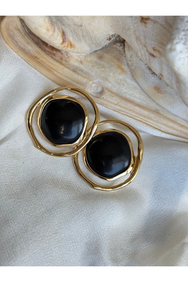 Gold Boho Model Earrings with Natural Stones