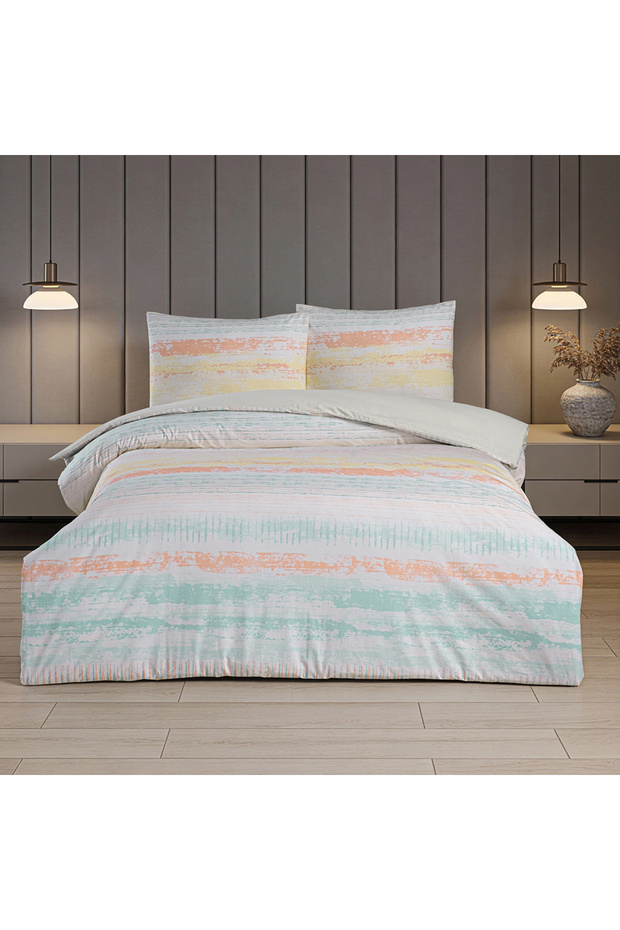Sand Wave Double 100% Cotton Ranforce Duvet Cover Set Yellow (3 Pieces) 200X220/50X70 Yellow