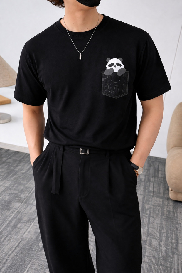 Panda Printed Unisex Basic T-Shirt – Comfortable Fit Casual Style