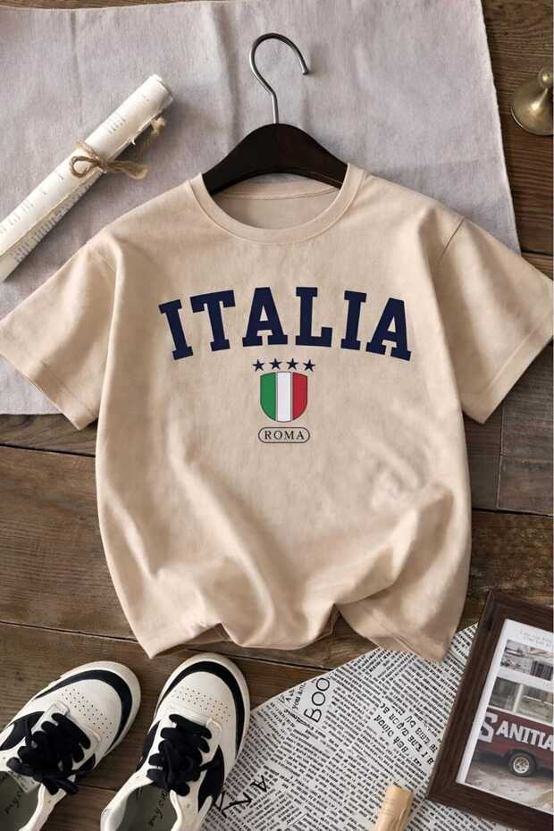 Italia Printed Unisex Children's T-Shirt 8Gh5