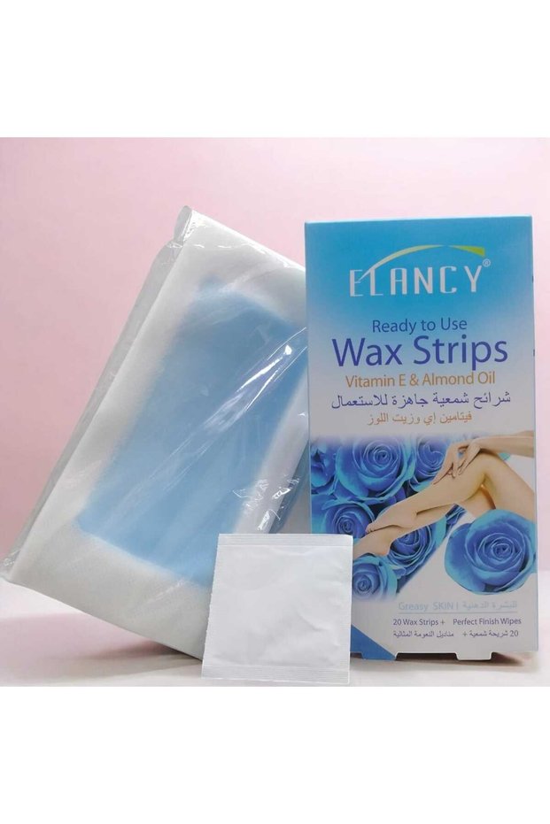 Vitamin E & Almond Oil Wax Strips for Oily Skin 20 Strips + Wipe – Easy Hair Removal for Legs & Body