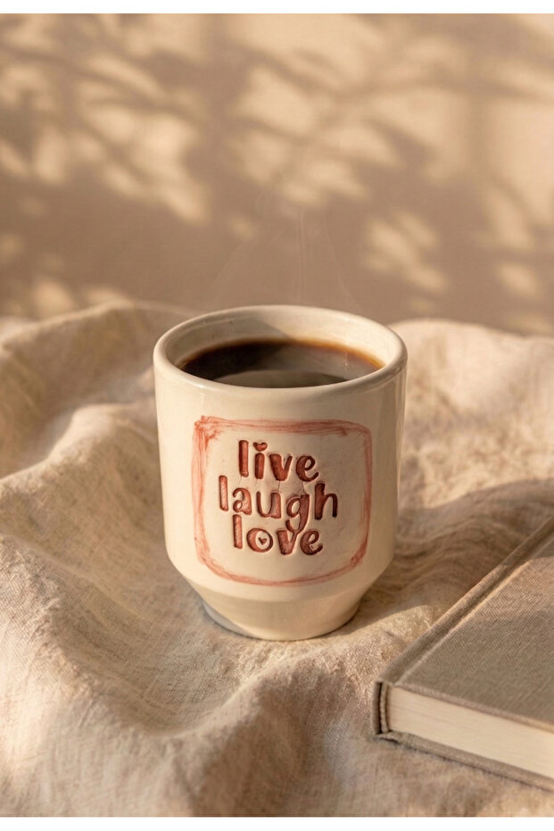 كوب سيراميك مطبوع عليه Live Laugh Love سعة 200 مل