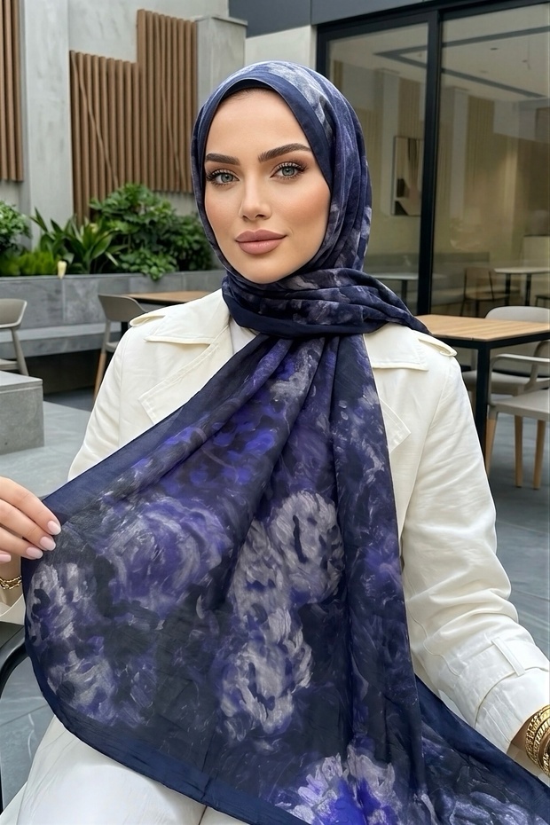 Navy Blue İpekhan Seren Shawl