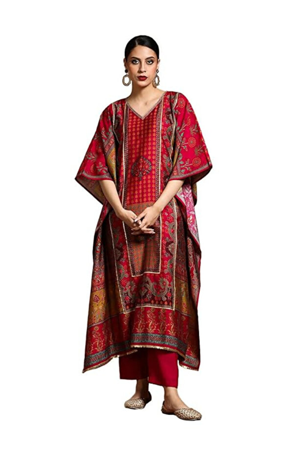 Fuchsia Silk Blend Trouser & Dupatta - VRN1141 - Fuchsia-Size:XL-42-Inches