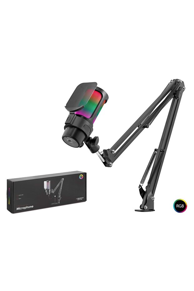M835B Gaming Rgb Microphone Set Boom Microphone Arm Type-C 192Khz 24Bit Black
