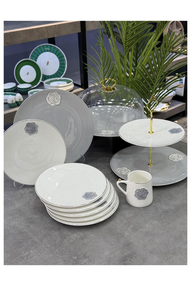 Rozsa Luxury Porcelain 15 Piece Presentation Set Gray