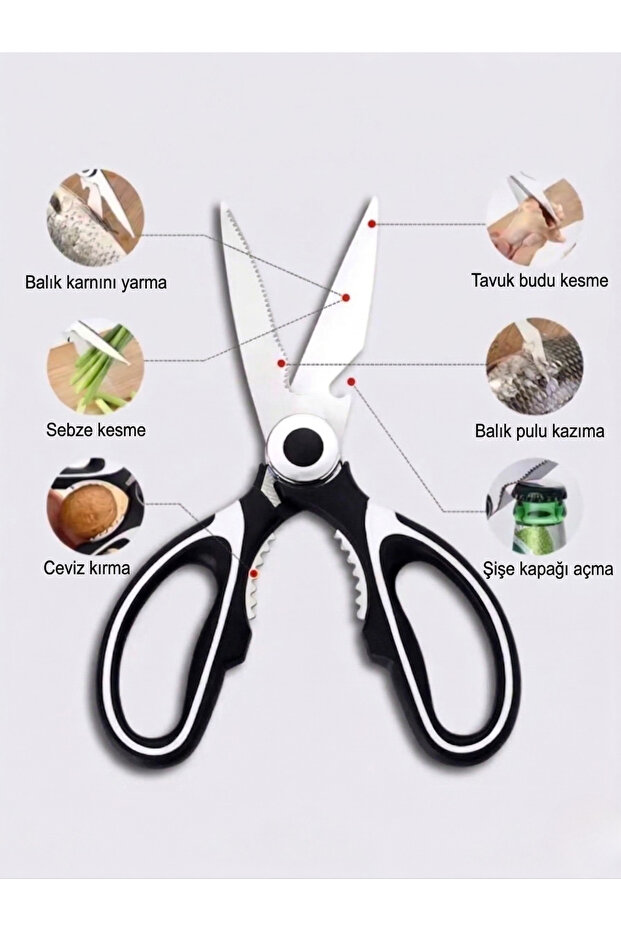 Stainless Steel Ultra Sharpened Kitchen Scissors Multi-Purpose Fish Meat Vegetable Scissors