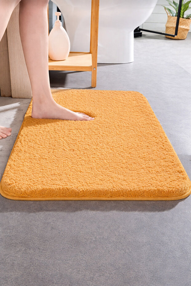 Non-Slip Base, Single Pos Plush Bath Mat, Mustard 40X60Cm