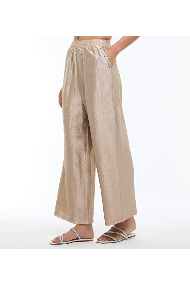 White Solid Women Pants - 2