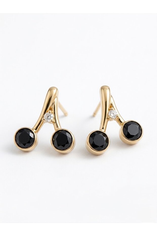 Twin Light Earrings Gold Plated 3 Stone Earrings