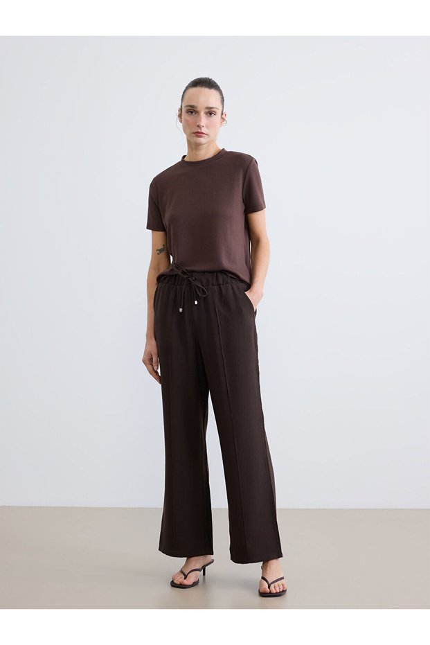Trendlucky Women's Trousers with Elastic Waist and Difference in Color