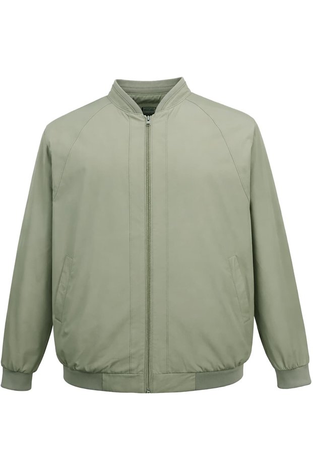 Plus Size Cotton Seasonal Coat with Bomber Collar - Comfortable Fit