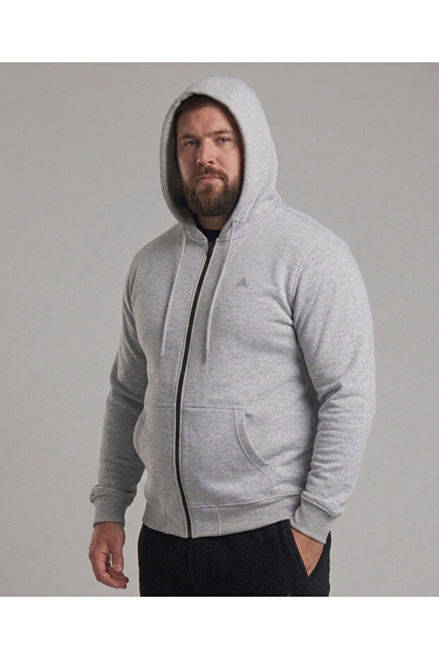 Zippered Hooded Jacket, 2 Thread Cotton Blend, Comfortable Fit with Kangaroo Pocket