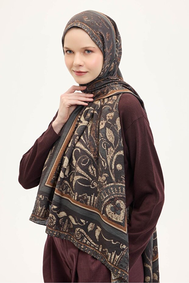 Urban Hours Antique Dark Brown Mayda Shawl 190X70