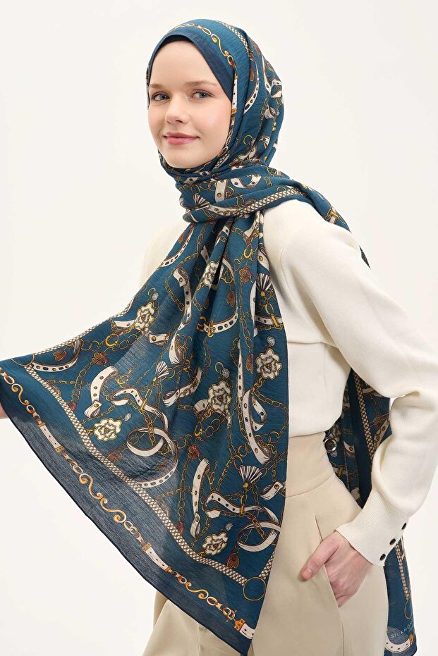 Urban Hours Liora Petrol Blue Mayda Shawl 190X70