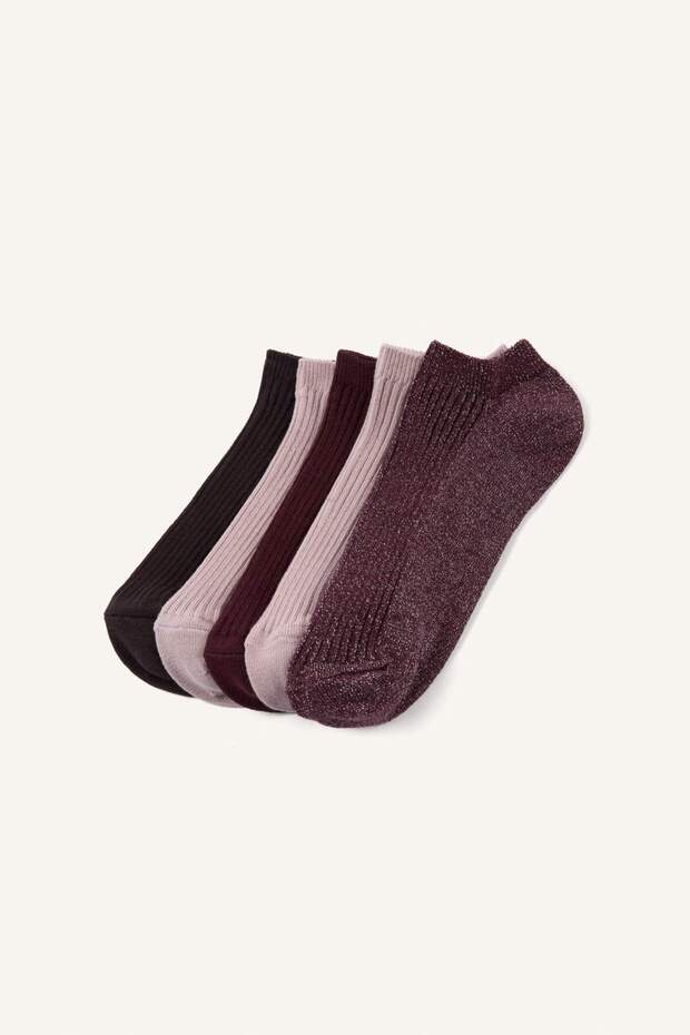 Women's Comfortable Elastic 5-Piece Cotton Pack Booties Socks H0960Axns