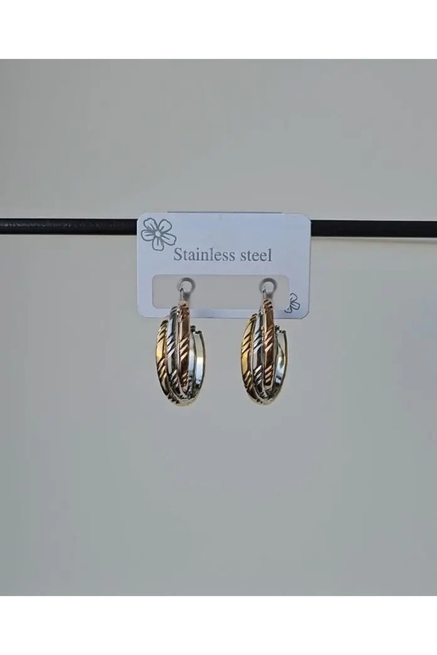 Accessory, Steel Screw Multi-Serrated Gold Women's Earrings