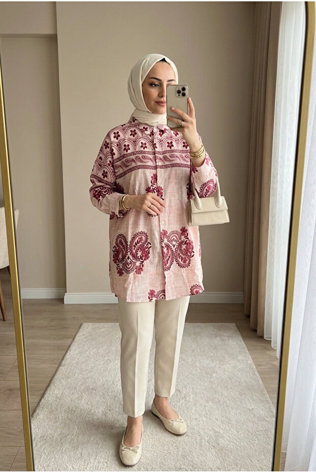 تونيك نسائي مريح منقوش بتصميم محتشم