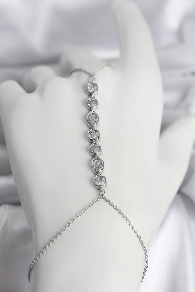 Brass Silver Color Row of Zircon Stones Women's Shahmeran