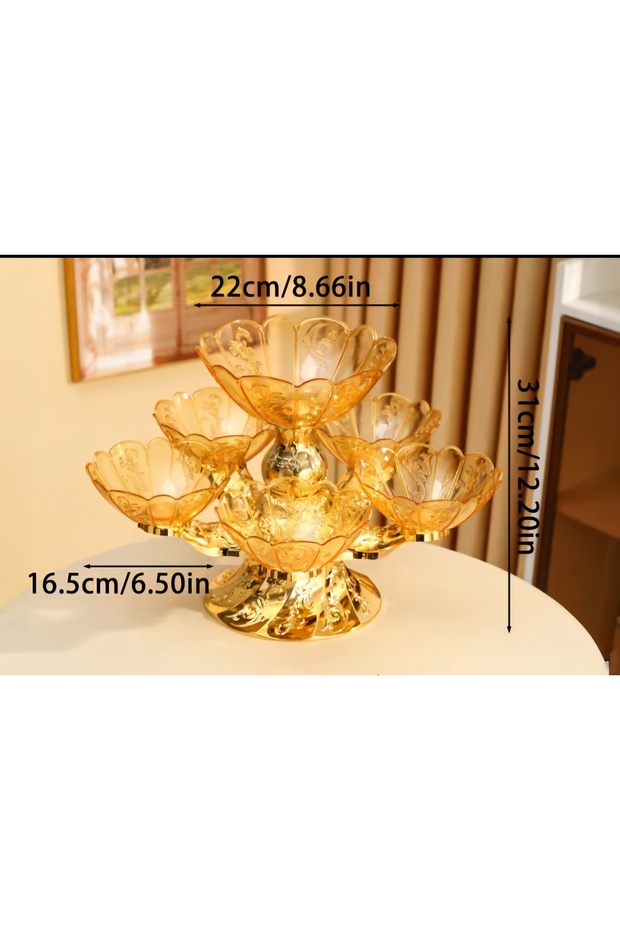 Plastic Rotating 6-Compartment Double Layer Multi-Functional Divided Serving Tray - 2