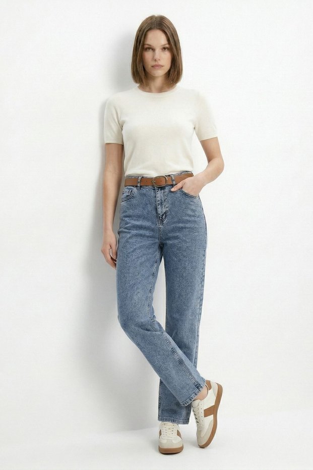 Buzkar Belted Lycra Jean 3043