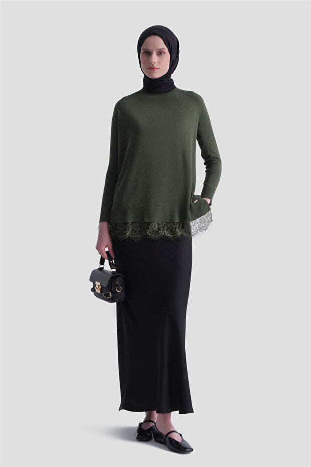 Lace Rayon Tunic Khaki