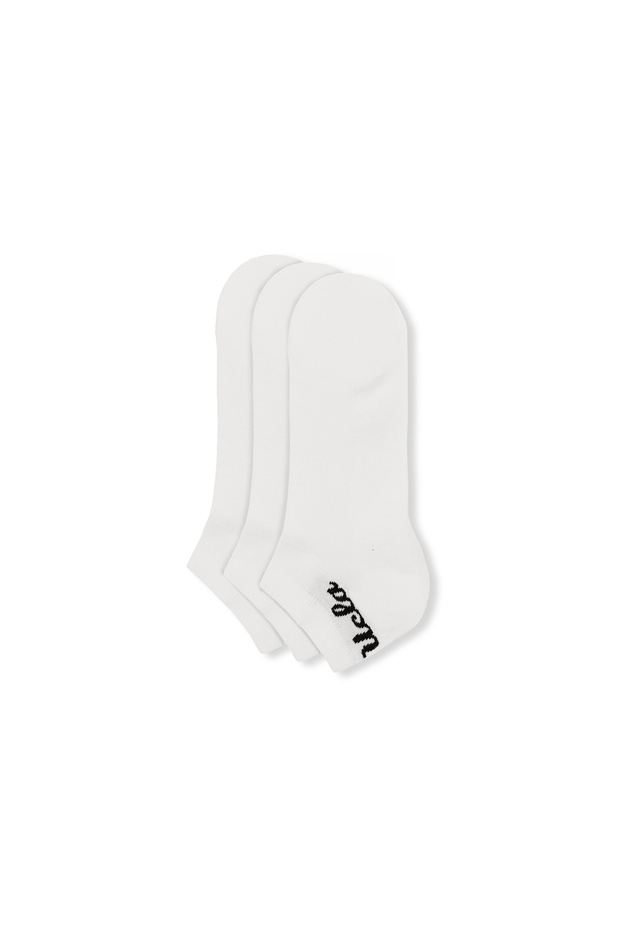 Adelita 3-Piece White Short Jacquard Cotton Standard Fit Unisex Socks
