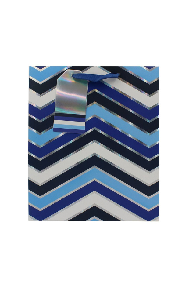 Navy chevron paper gift bag M