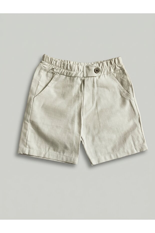 Boy's Ship Patterned Linen Shorts Set - 5