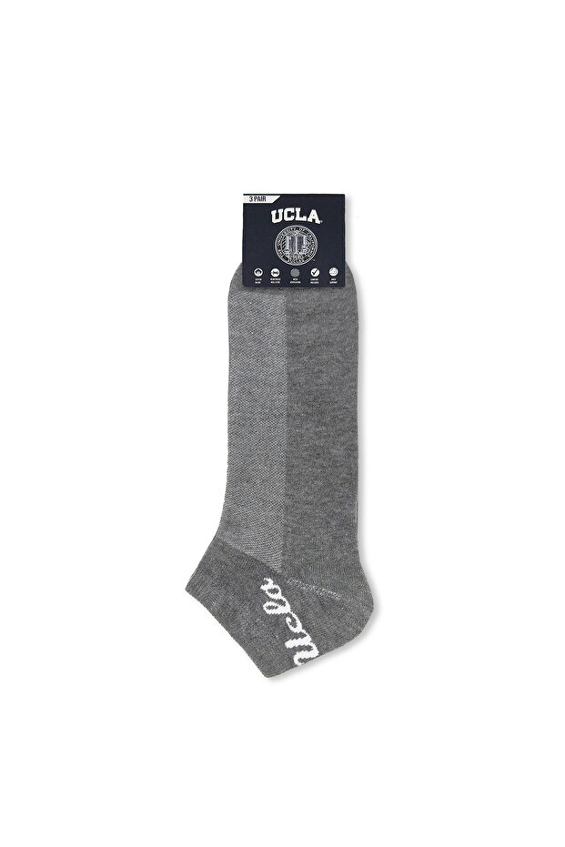 Adelita 3-Piece Gray Long Jacquard Cotton Standard Fit Unisex Socks