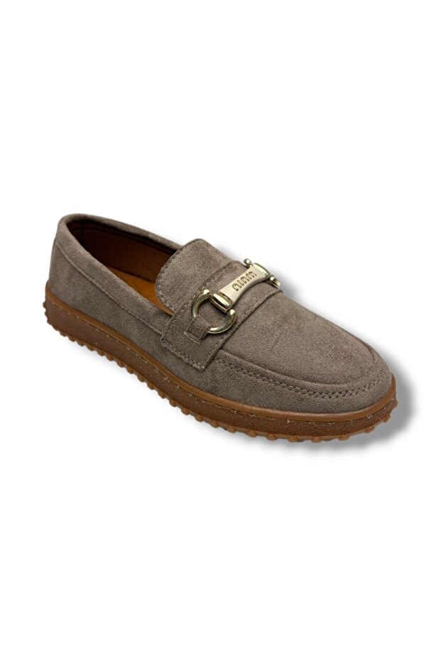 S1091-26 Suede Leather Buckled Anatomical Sole Women Ballet Flats