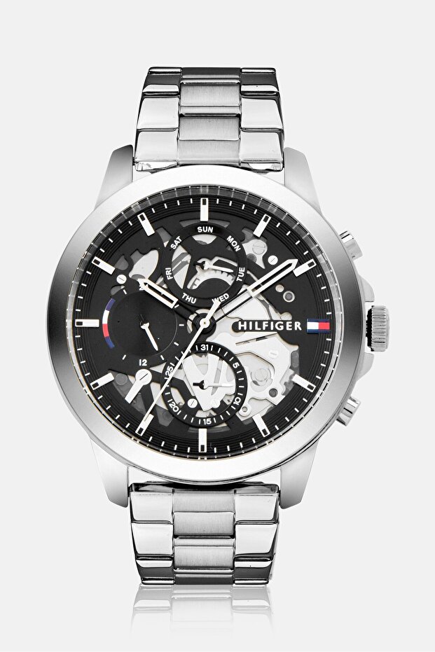 Men 1710477 Quartz Stainless Steel Watch 45mm, Silver