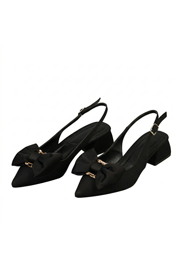 Women's Shoes with Bow and Open Back Heels
