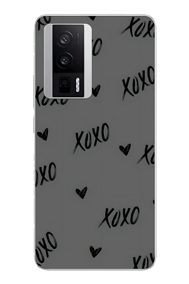 Poco F5 Pro Compatible Xoxo Patterned Transparent Phone Case