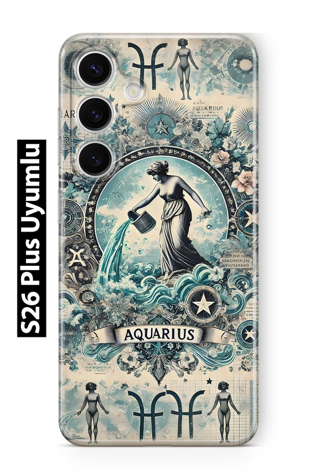 Samsung Galaxy S26 Plus Compatible Aquarius Patterned Transparent Phone Case