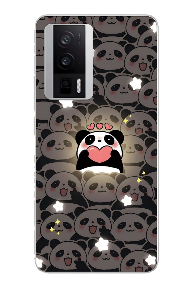 Cute Panda Patterned Transparent Phone Case Compatible with Poco F5 Pro