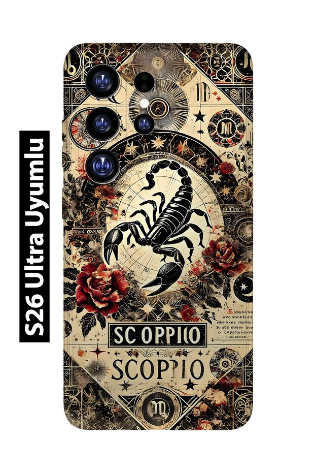 Samsung Galaxy S26 Ultra Compatible Scorpio Patterned Transparent Phone Case