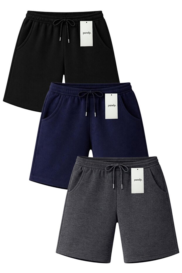 3'lü Tam Kalıp Unisex Basic Şort - 1