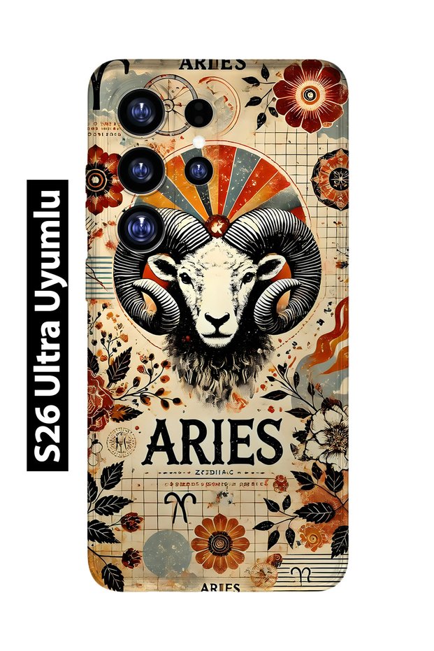 Samsung Galaxy S26 Ultra Compatible Aries Sign Patterned Transparent Phone Case