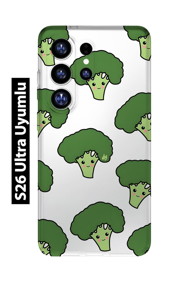 Samsung Galaxy S26 Ultra Compatible Cute Broccoli Pattern Transparent Phone Case