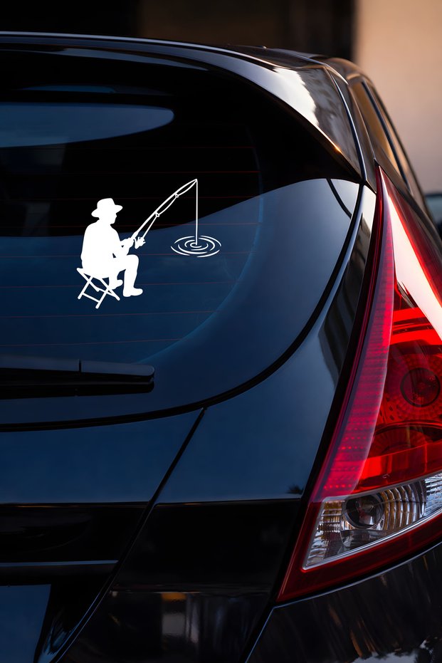 Fisherman Car Sticker - Fishing Themed - Car Motor Car Sticker 15X13Cm