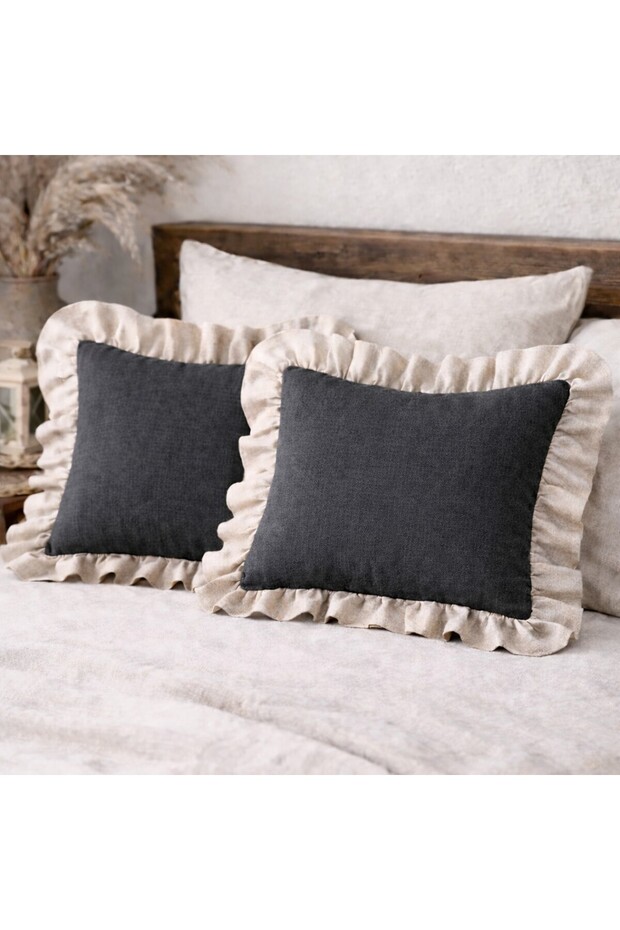 Natural Elegance Series – 2-Piece Ruffled Buldan Linen Head Pillow